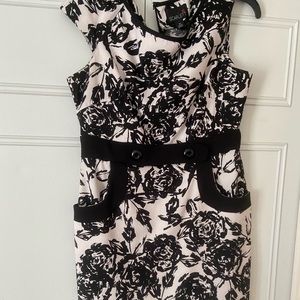 Black floral dress past the knee